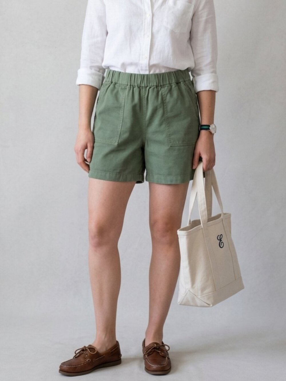 J. Crew NWT Women's Size Medium Olive Green Pull-On Camp Shorts